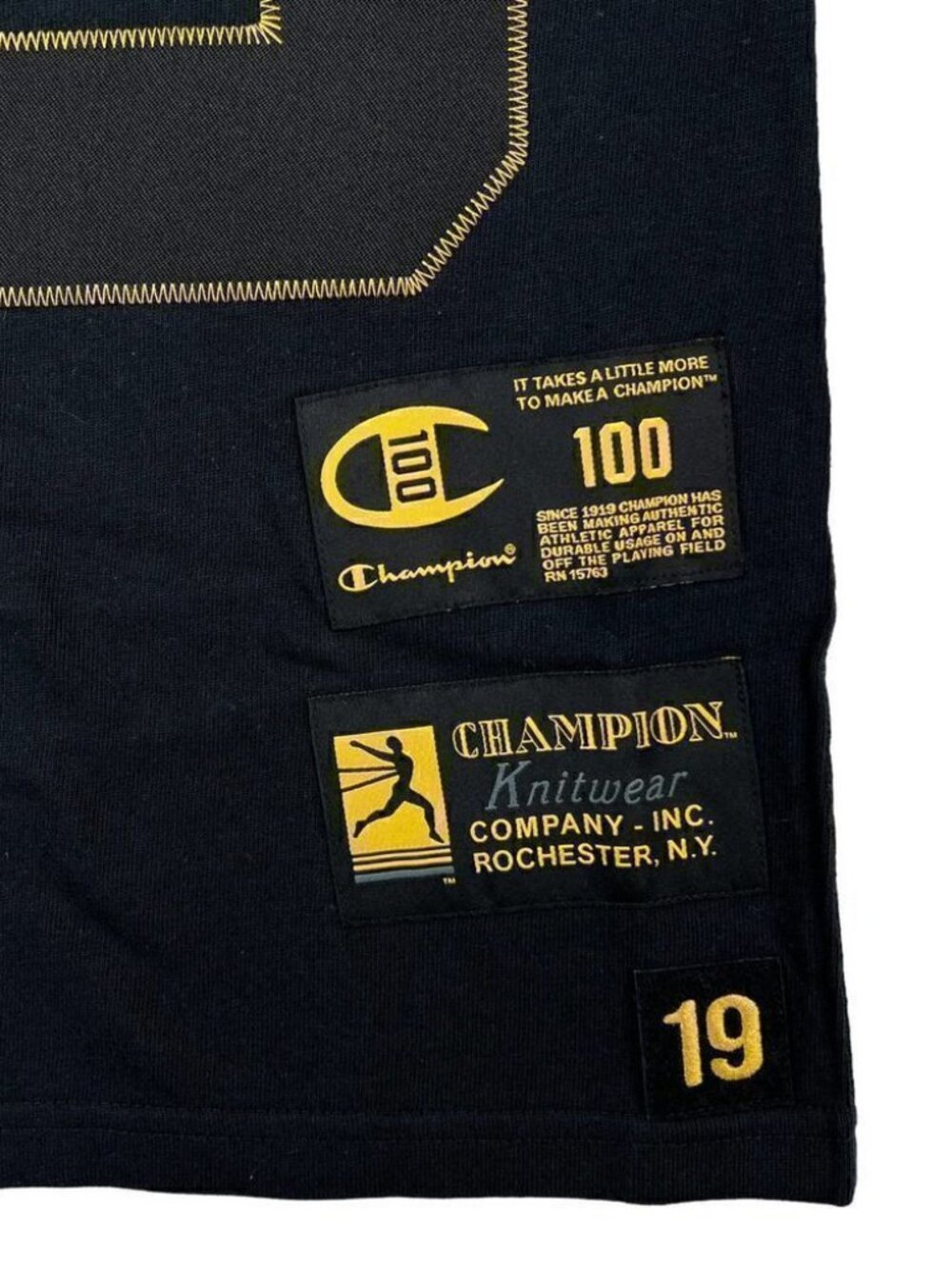 Champion Men Black Century Collection Short Sleeve Decorations Tee Logo US XS - Picture 4 of 10